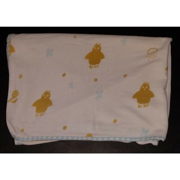 Gold Birds Cloud Blue Flowers Sun White Blanket Baby Lap 37" x 52" - Picture 1 of 4